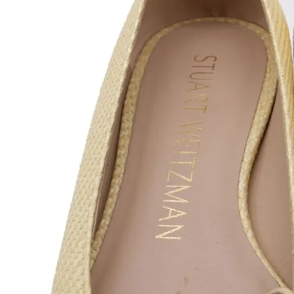 Stuart Weitzman Sleek Bow Ballet Flats in Cream Raffia - Picture 8 of 10